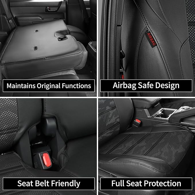 EKR Tacoma Seat Covers Custom Fit for Toyota Tacoma 2016 2017 2018 2019 2020 2021 2022 2023 Double Cab/Crew Cab -Truck Seat Covers for Car Full Set,Faux Leather(Black/Gray Camo A122)