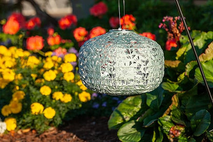 Allsop Soji Stella - Floral Punch - Square Sunflower - 11" Outdoor Solar Lantern - Sage