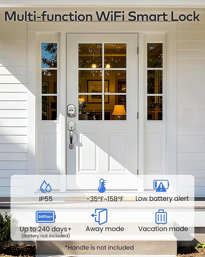TEEHO TE012W WiFi Smart Lock, Fingerprint Door Lock