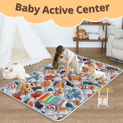 74" × 50“ Baby Play Mat for Playpen, Baby Playmat for Floor, Thick Ultra Soft Play Mat for Babies and Toddlers Infants Playing or Crawling, Grey