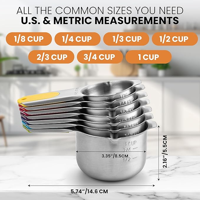 Spring Chef Magnetic Stainless Steel Measuring Cups, Kitchen Tools
