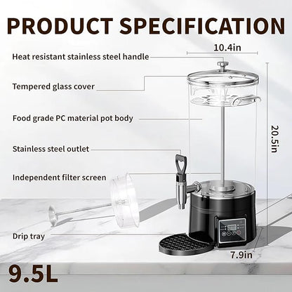 Coffee Urn Commercial Coffee Maker, 9.5 L 60 Cups, Transparent Electric