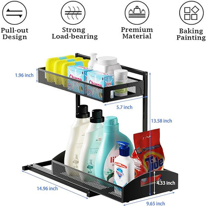 Petiza Under Sink Organizer, 2 Pack Height Adjustable Under Sink Organizers and