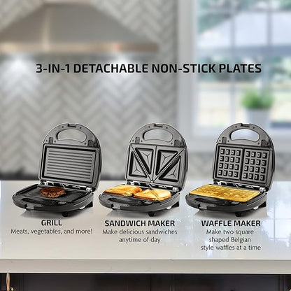 OVENTE Electric Sandwich, Panini and Waffle Maker Set