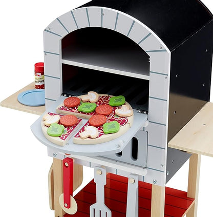 Teamson Kids My Little Helper Pizza Oven & 24 pc. Accessory Set with Cooking Utensils and Pizza Toppings