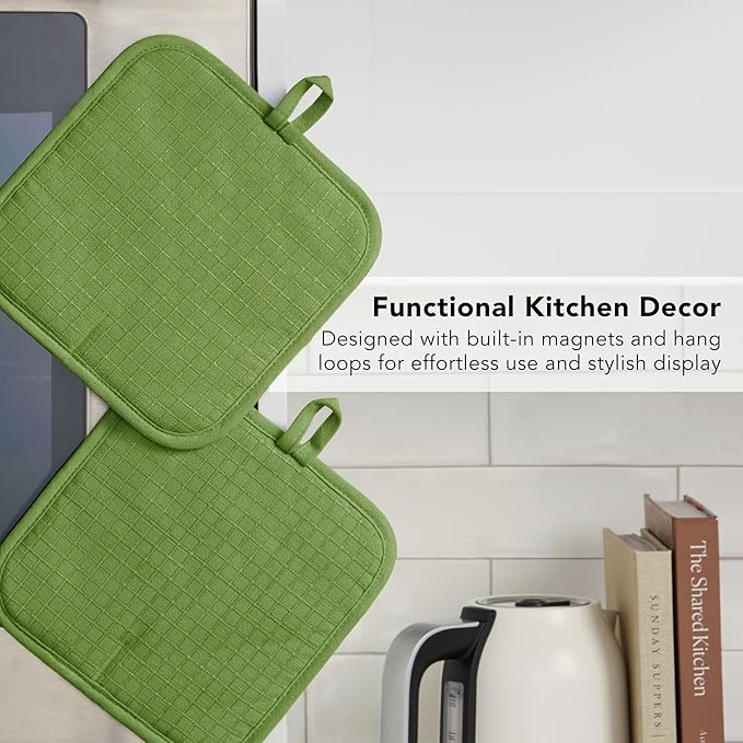 KITCHENAID Gourmet Series Gridlines Pot Holders 2-Pack Set, Heat Resistant up