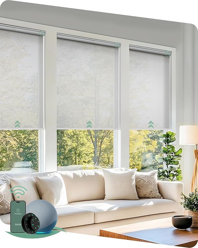 Yoolax Motorized Solar Shades, Flame Resistat Smart Blinds