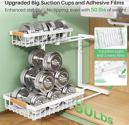 Kitstorack Under Sink Organizer, 2 Packs 2 Tier Under Sink Organizers and