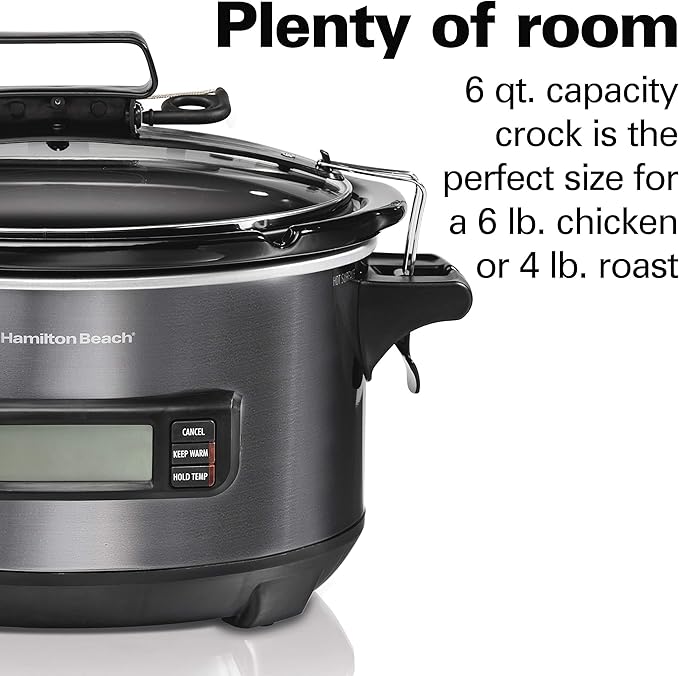 Hamilton Beach Portable 6 Quart Set & Forget Digital Programmable Slow Cooker