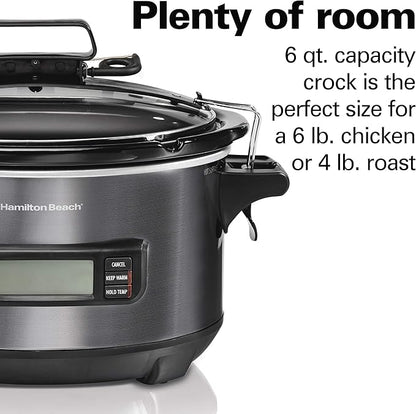 Hamilton Beach Portable 6 Quart Set & Forget Digital Programmable Slow Cooker
