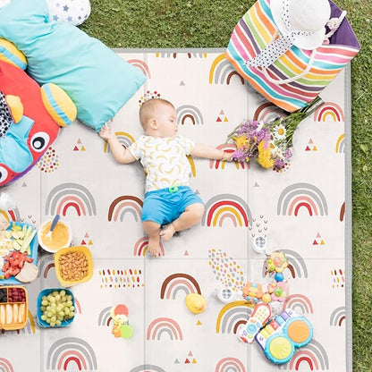 Baby Play Mat, Middle 59X59" Playmat for Playpen, 0.8 Inch Thick Foldable Baby Crawling Mat, Portable Playmat for Babies and Toddlers, Infants, Toddler, Kids
