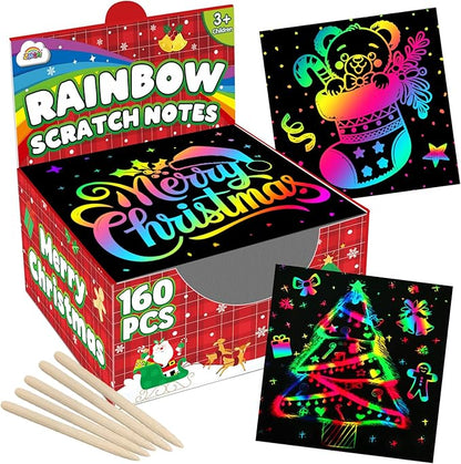 ZMLM Kids Rainbow Scratch Paper Art Crafts Mini Notes Kids Gifts 4 5 6 7 8 9 10 Years Old Girls Boys Students Teens Classroom Prizes School Supplies Birthday Party Toy Activity Stocking Stuffers