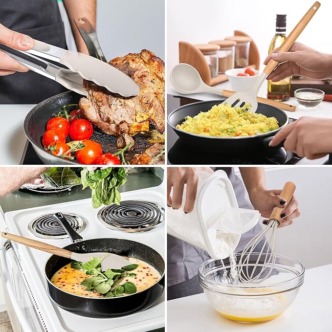 E-far Kitchen Utensils Set of 12, Silicone Cooking Utensils