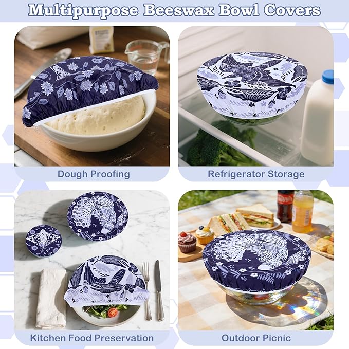5-Size Reusable Beeswax Bowl Covers