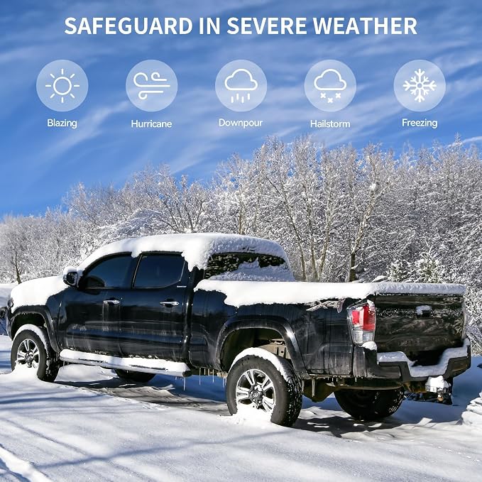 OEDRO FRP Hard Tri-fold Tonneau Cover Fold Truck Bed Covers Fits for Toyota Tacoma 2005-2015 (Excl. Trail Edition) with 5 Feet Bed with Tacoma Bed Rail