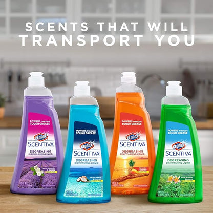 CLOROX Scentiva Dishwashing Liquid Soap | Smells Great and Cuts Through Grease Fast | Quick Rinsing Formula for a Powerful Clean You Can Trust, Pacific Breeze & Coconut, 26 Oz (Pack of 6) | Ultra-concentrated formula, bleach-free, cuts through food res...