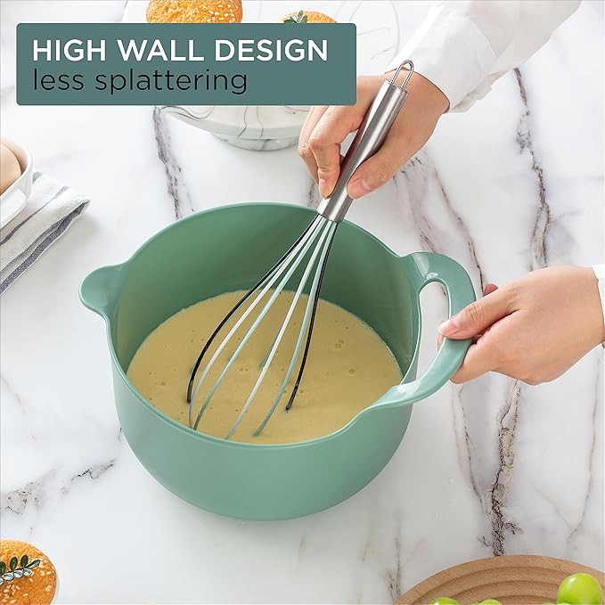 COOK WITH COLOR Nesting Plastic Mixing Bowl Set with Pour Spouts and Handles