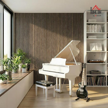HOMCOM 4 Pack 3D Acoustic Panels, Wood Slat Wall Paneling