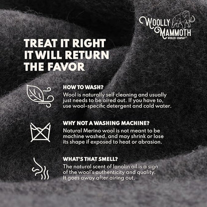 Woolly Mammoth Woolen Company Camping Blanket - 66 x 90 in, Red/White & Blue Plaid - Merino Heavyweight Wool Outdoor Throw Blanket - Backpacking Essential for Cold Weather Camping