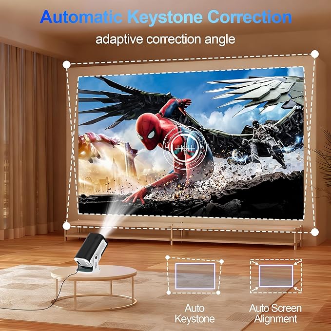 Mini Projector with Dual 5G WiFi and Bluetooth, Built-in App Smart Portable