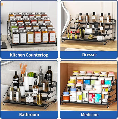 BOIVSHI 4 Tier Spice Rack for Cabinet, Spice Rack Organizer, Depth Adjustable