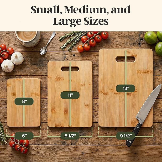 Totally Bamboo 3-Piece Cutting Board Set, Bamboo Wood Cutting Boards