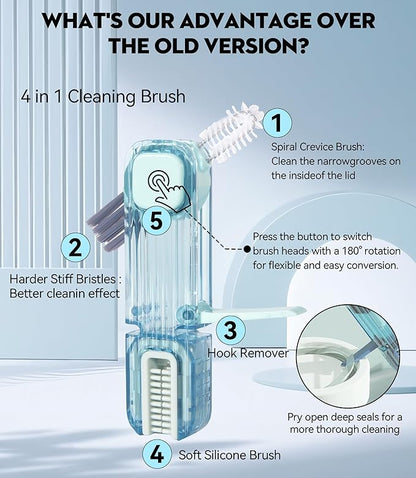 VIDONIO 4 in 1 Cup Lid Gap Cleaning Brush, Mutipurpose Tiny Silicone Cup Holder