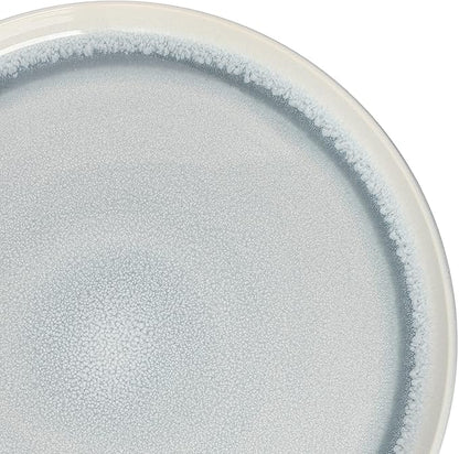Gibson Elite Juno Moon 16-Piece Reactive Blue Double Bowl Dinnerware Set – Durable Stoneware Plates and Bowls