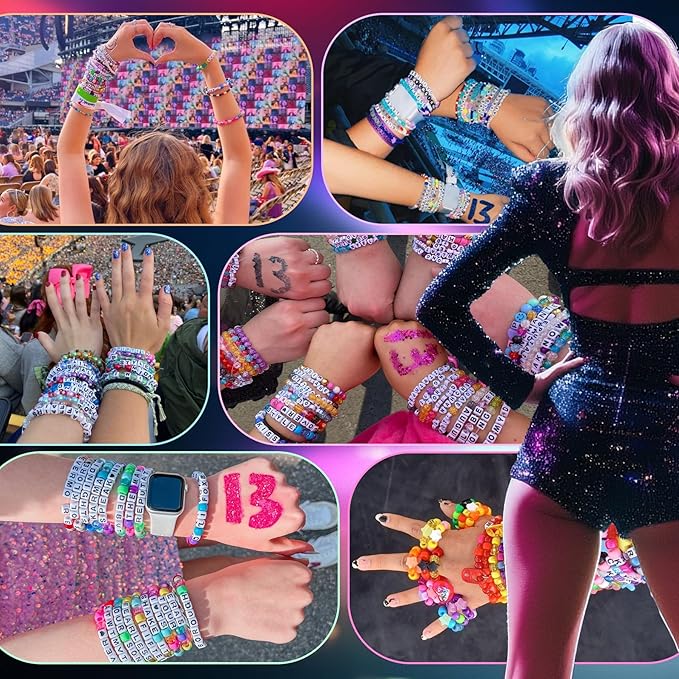 Gionlion 7 Boxes Pony Beads Bracelet Making Kit, 144 Colors 4700Pcs 6x9mm Kandi Rave Beads, Friendship Bracelet Kit with 800Pcs Letter Bead for DIY Jewelry, Keychains, Arts and Crafts for Kids Girls