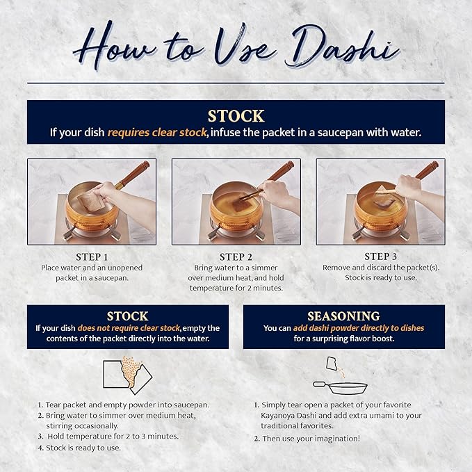 Kayanoya Dashi, Original Dashi Stock Powder, Dashi Powder with Superb Flavor from Bonito Flakes, Round Herring, Grilled Flying Fish and More, (8g Packets x 30)