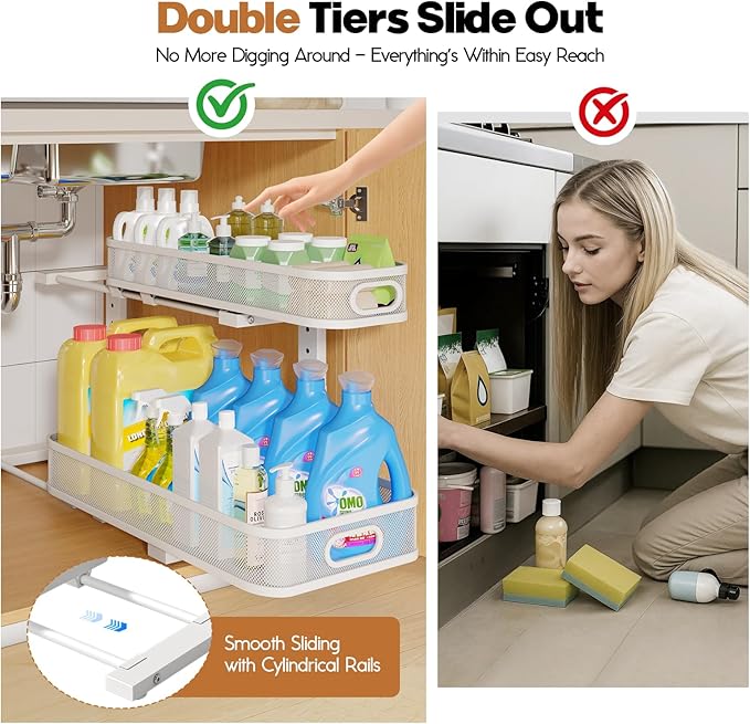 2 Pack 21.3IN-Depth Under Sink Organizer