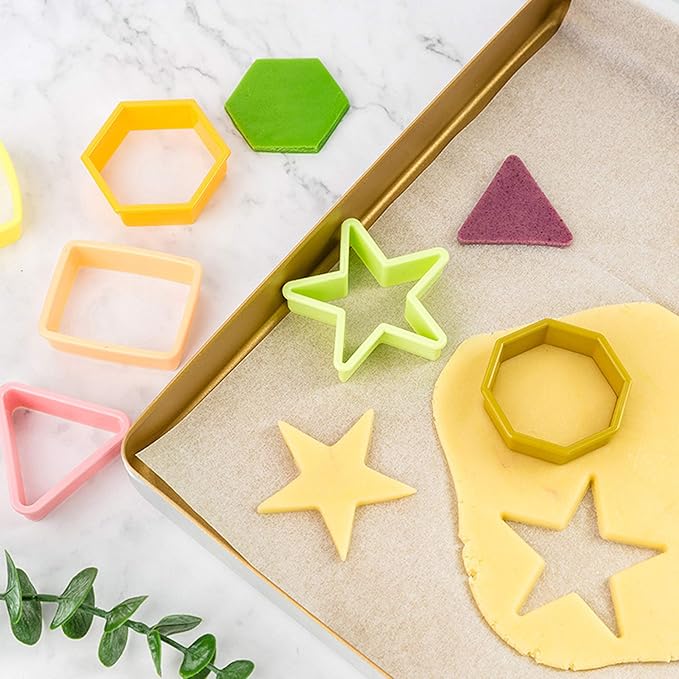 XIPEGPA 12PCS Color Plastic Cookie Cutters Heart Star Triangle