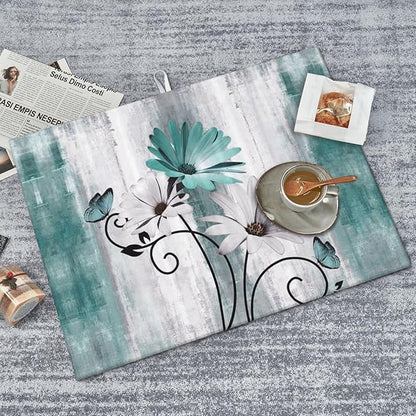 Floral Dish Drying Mat 18x24 Inches