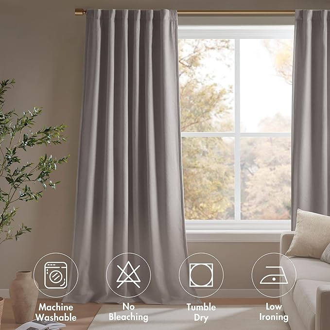 Madison Park Karien 100% Blackout Curtains 52x95 – Grey, 2-Layer Noise Blocking