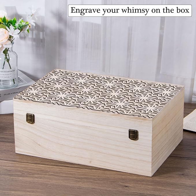 Wooden Storage Box with Hinged Lid and Front Clasp, 14''x9.4''x5.9'' Large Wood Storage Box Boxes Wood Gift Boxes for Crafts Art Hobbies and Valentine's Day Decoration