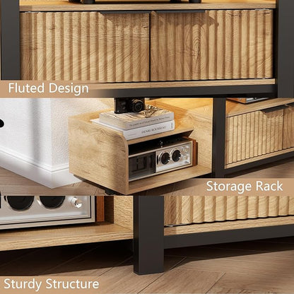 TV Stand with LED Lights and Storage cabinet