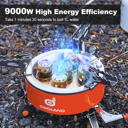Odoland 9000W Portable Camping Stove Lightweight Camp Stove Collapsible Backpacking Stove with EVA Box for Outdoor Camping Cooking Hiking and Picnic
