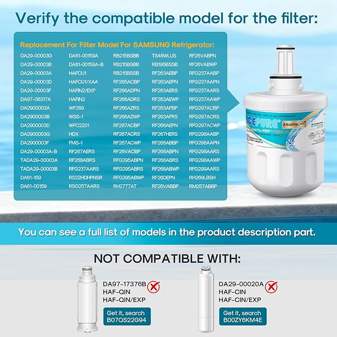 ICEPURE Alkaline DA29-00003G Refrigerator Water Filter Replacement