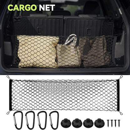 Tongama-Floor Mats for 2024 2025 2026 Hyundai Santa Fe 7 Seats, All Weather TPE Trunk Mat with Backrest Mat & 2nd Row Backrest Mats & Cargo Net & Door Sill Guards for Santa Fe Floor Liner Accessories