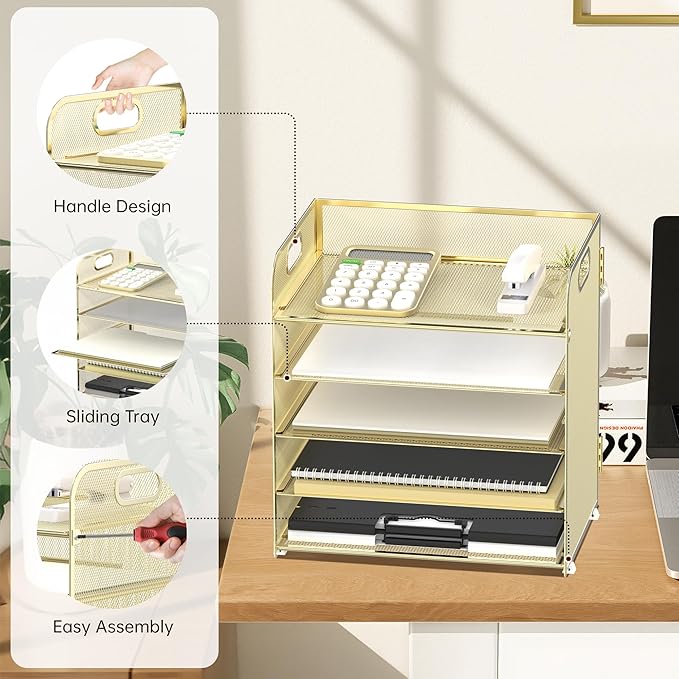 Supeasy 5 Trays Paper Organizer Letter Tray