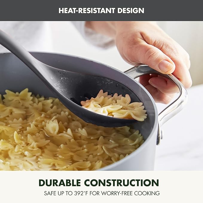 GreenPan Silicone Slotted Spoon, Cooking Kitchen Utensil, Mixing Stirring
