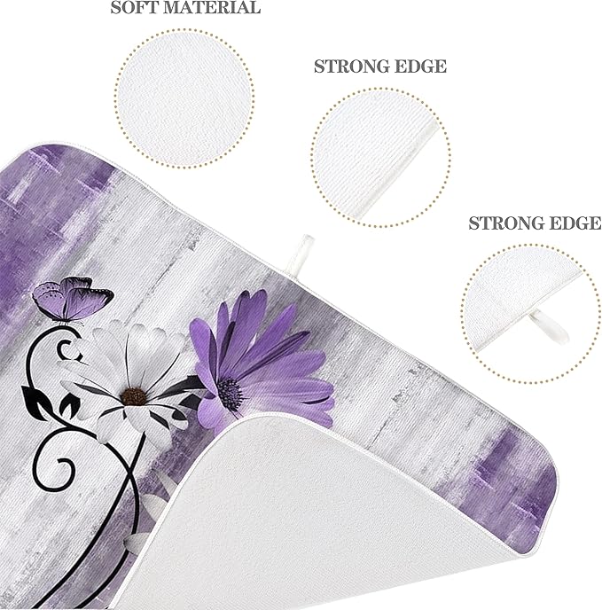 Floral Dish Drying Mat 18x24 Inches