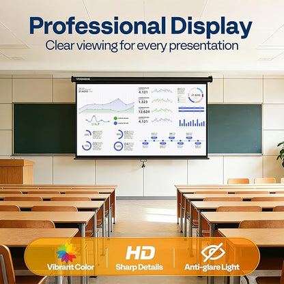 VIVOHOME 80 Inch 16:9 Pull Down Projector Screen, HD 4K Retractable Movie Screen