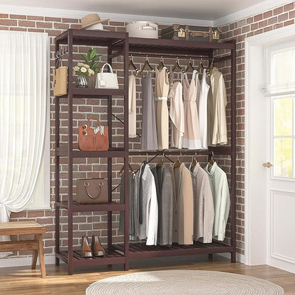 Homykic Bamboo Clothes Rack Garment Rack