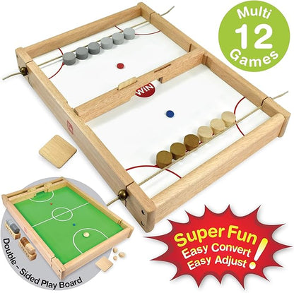 Big Flick n Kick: Wooden Multi Tabletop Indoor Portable Board Games for Kids and Family