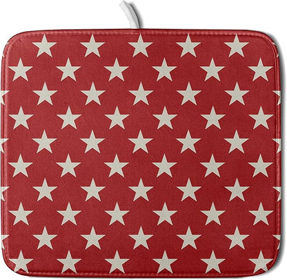 Patriotic July of 4th Red Star Dish Drying Mat
