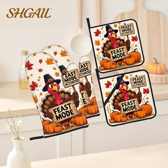 Turkey Oven Mitts with Matching Potholders