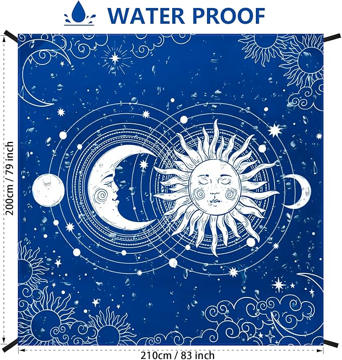 Beach Blanket Waterproof Sandproof Beach Mat 79" X 83"/10'x9'for 2-8 Adults Quick Drying Outdoor Picnic Mat Beach Accessories for Travel, Camping, Hiking
