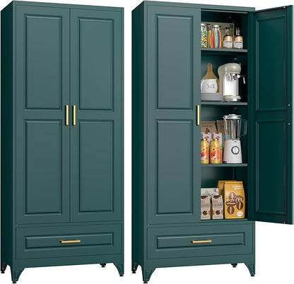 75" Tall Metal Storage Cabinet, Kitchen Pantry Storage Cabinets