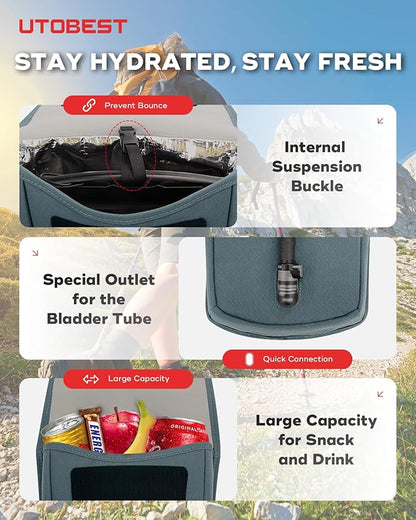 Insulated Insulation Bag, Fits 2L&3L Hydration Water Bladders, Lightweight & Water Resistant, Bladder is NOT Included